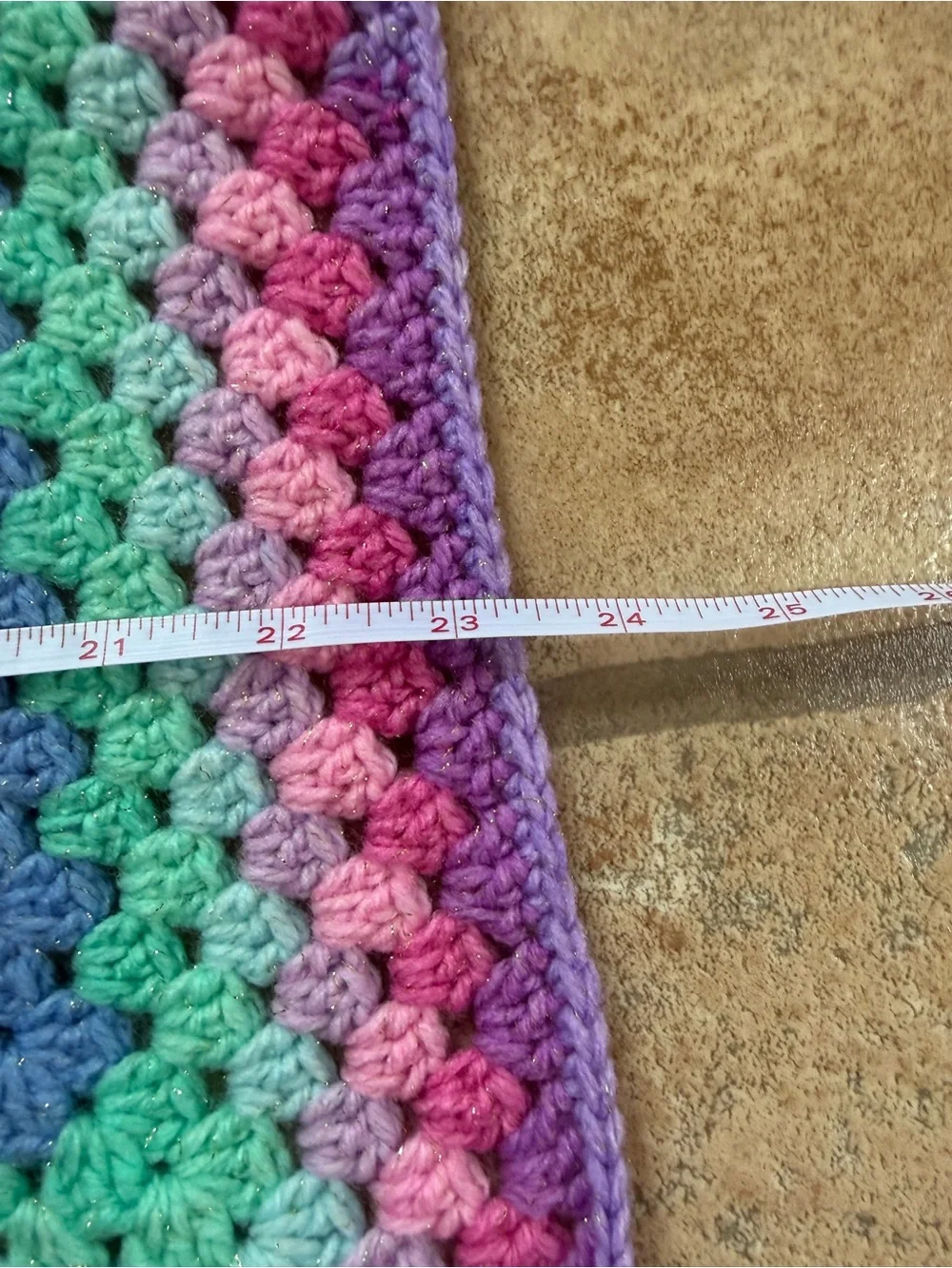 Handmade Multicolor Crochet Baby Blanket - Pastel Green, Pink & Purple
